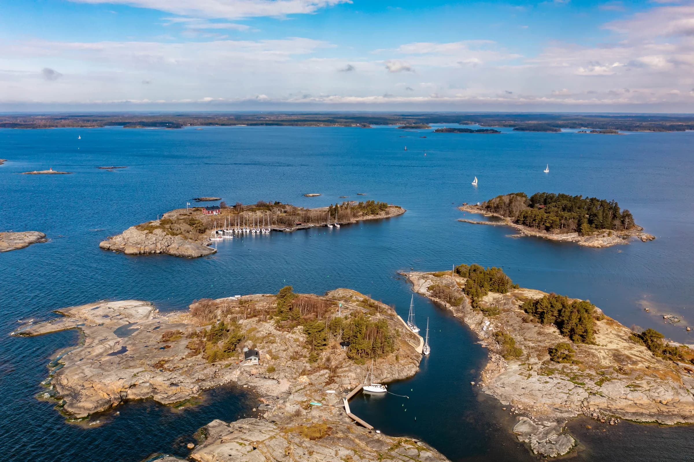 Islands and rocky skerries seen from above